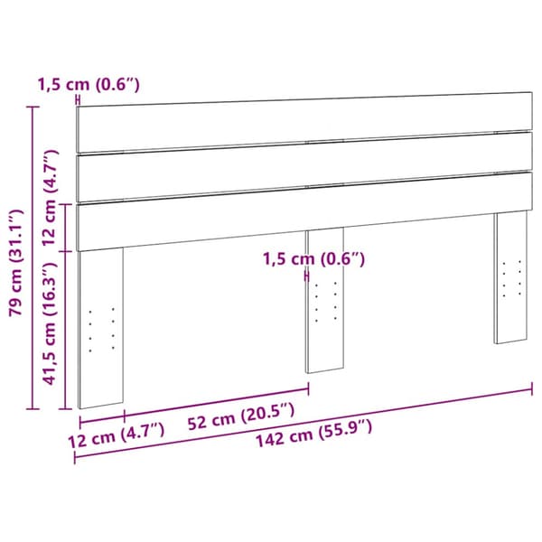 Sänggavel 140 cm massivt trä ek