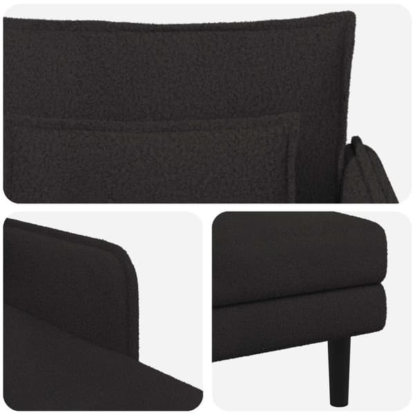 Stor schäslong Svart Bouclé