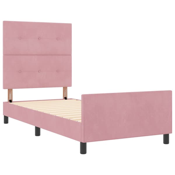 Bäddfjäder med huvudgavel Rosa 100 x 200 cm Sammet