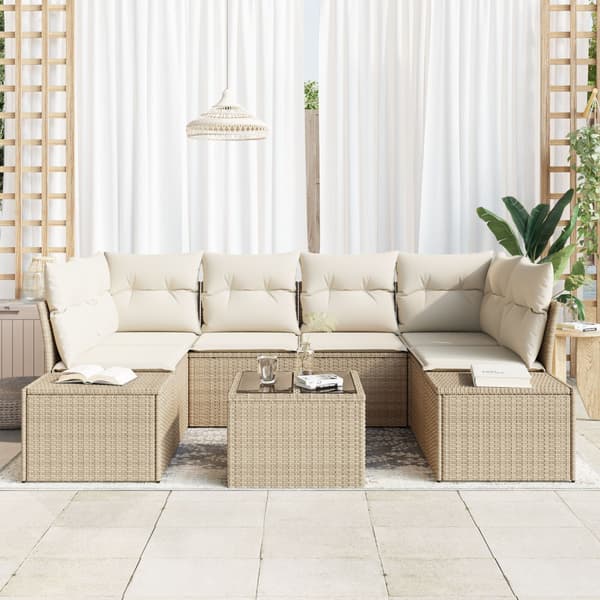 Trädgårdsoffset 7 st Beige konstrotting