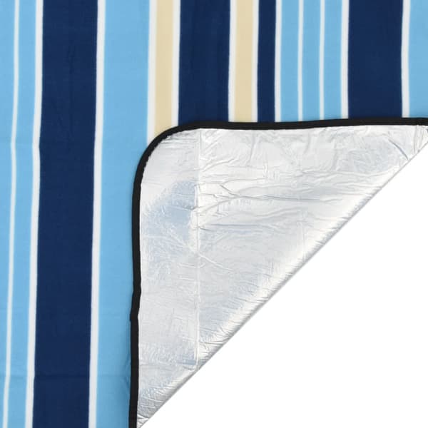 Picknickfilt vikbar blå och vit randig 200x200 cm sammet