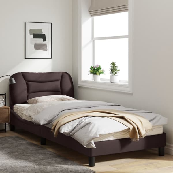 Bed Frame without Mattress "Hvar" Dark Brown 80x200 cm Fabric