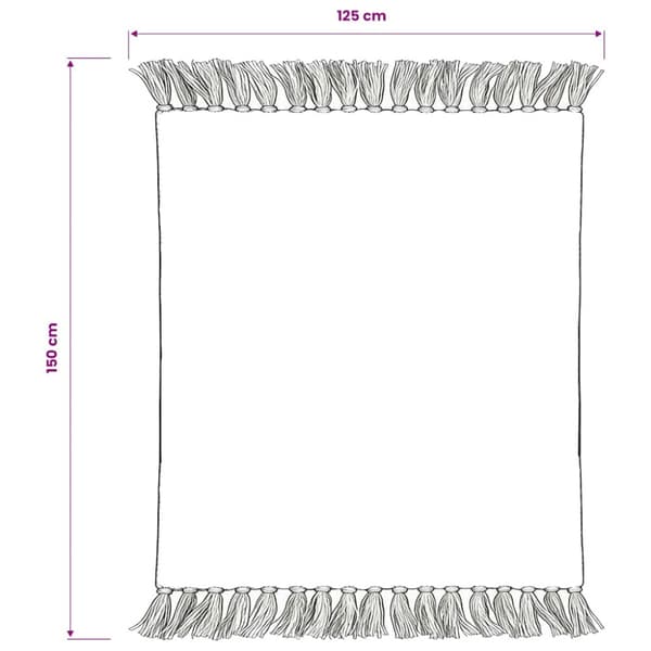 Filt bomull ränder 125x150 cm grå och vit