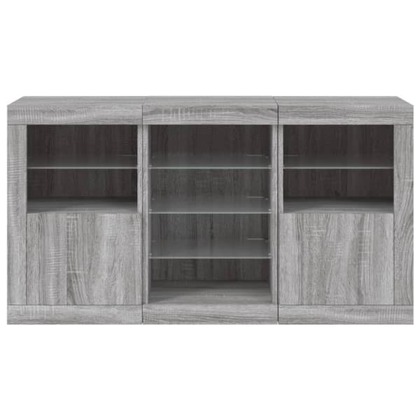 Skänk med LED-belysning grå sonoma 123x37x67 cm