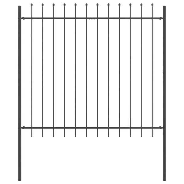 Trädgårdsstängsel 4 pcs Grå 6,8 x 1,5 m Pulverlackerad stål