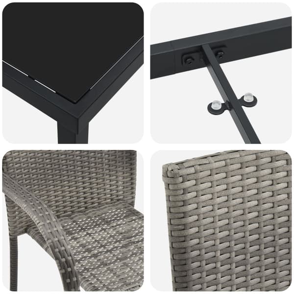 Trädgårdsmöbelset 5 pcs Grå Pulverlackerat stål