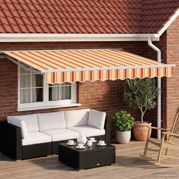 Manuell markisram med LED-lampor Gul, Orange och Vit 2,5 x 2 m