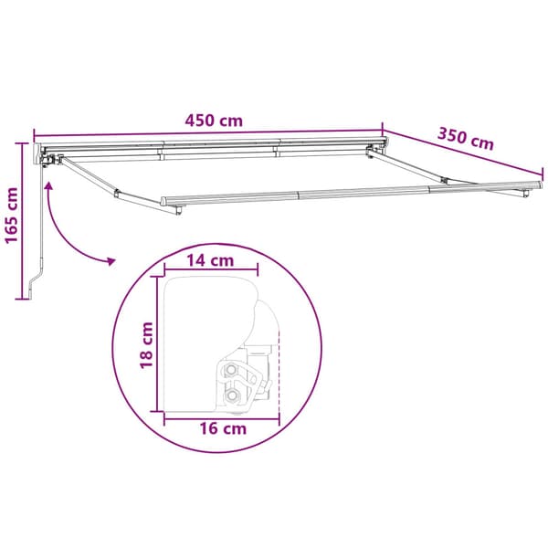 Manuell Utdragbar Markis Sand 4,5 × 3,5 m