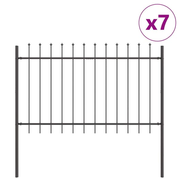 Trädgårdsstängsel 7 pcs Grå 11,9 x 1 m Pulverlackerad stål