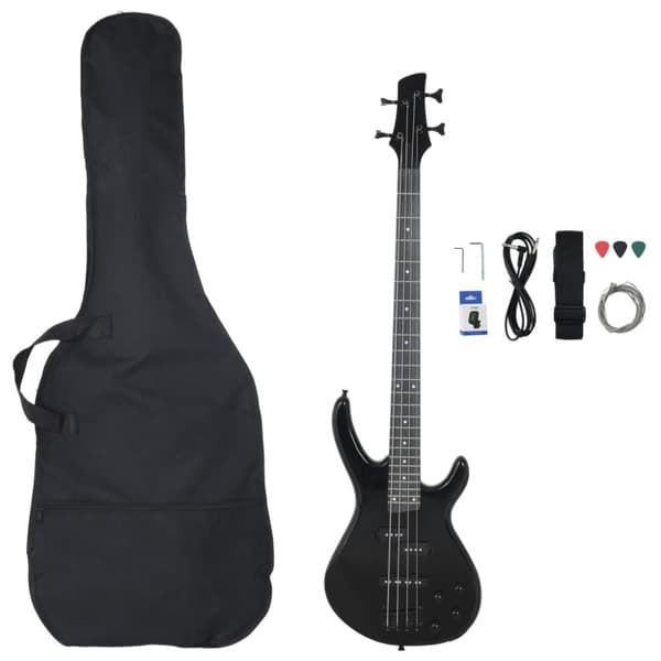 Elektrisk basgitarr för nybörjare med väska svart 4/4 46"