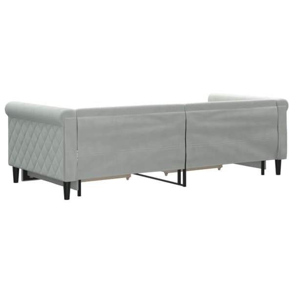 Dagbädd utdragbar med lådor ljusgrå 90x200 cm sammet