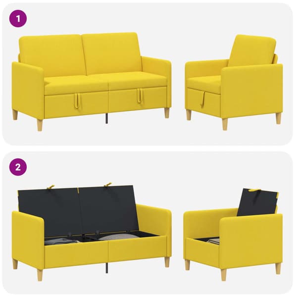 Soffgrupp med förvaring 2 pcs Ljusgul Polyester