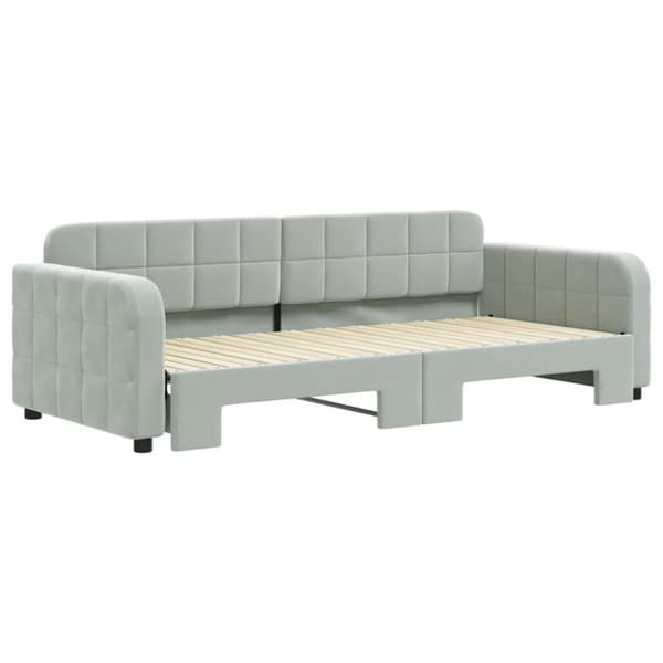 Dagbädd utdragbar ljusgrå 90x200 cm sammet