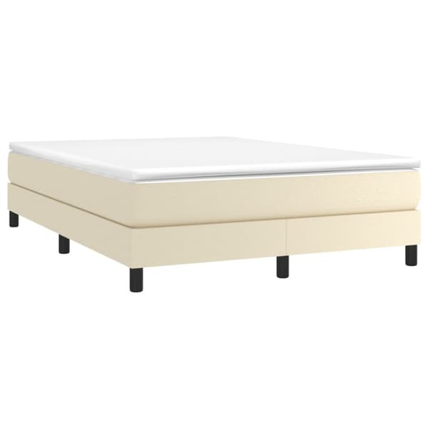Boxspring-sängram gräddvit 140x190 cm konstläder