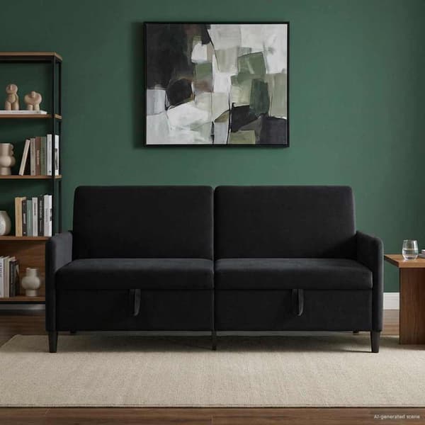 Soffa med förvaring Svart 192 x 78 x 87 cm Polyester