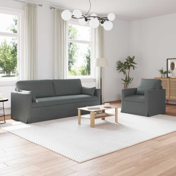 Soffset 2 pcs Mörkgrå 198 x 78 x 80 cm tyg