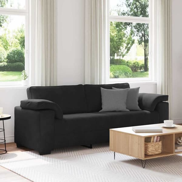 3-sitssoffa svart 220x77x82 cm sammet
