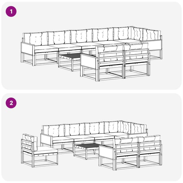 Utomhussoffset med kudde 9 pcs Naturlig och Grädde