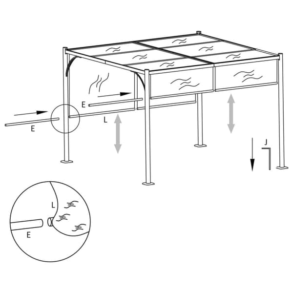 Pergola med justerbart tak gräddvit 3x3 m stål