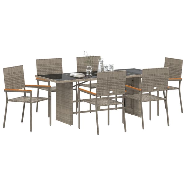 Trädgårdsmöbelset 7 pcs Grå konstrotting