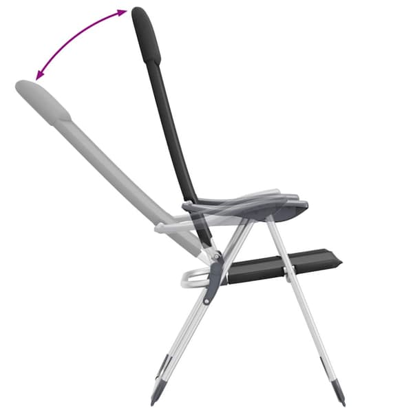 Hopfällbara campingstolar 2 st aluminium svart