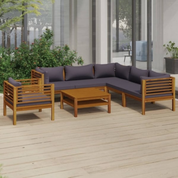 Loungegrupp för trädgården med dynor 7 delar massivt akaciaträ