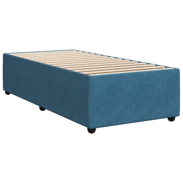 Ramsäng med madrass blå 100x200 cm sammet