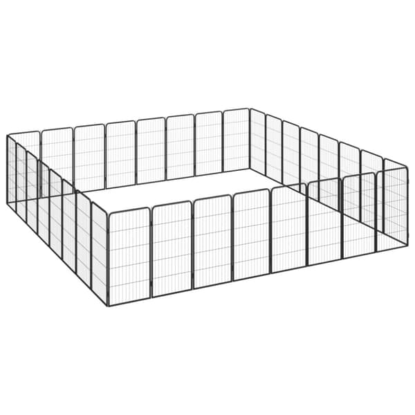 Hundbur 32 paneler svart 50x100 cm pulverlackerat stål