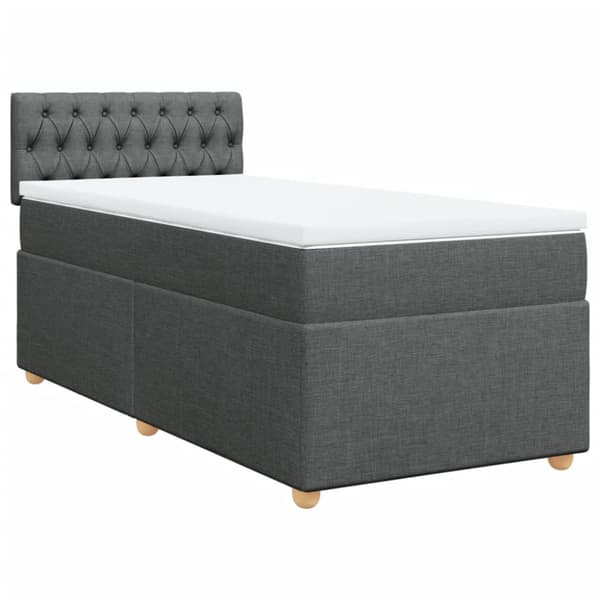 Ramsäng med madrass mörkgrå 100x200 cm tyg