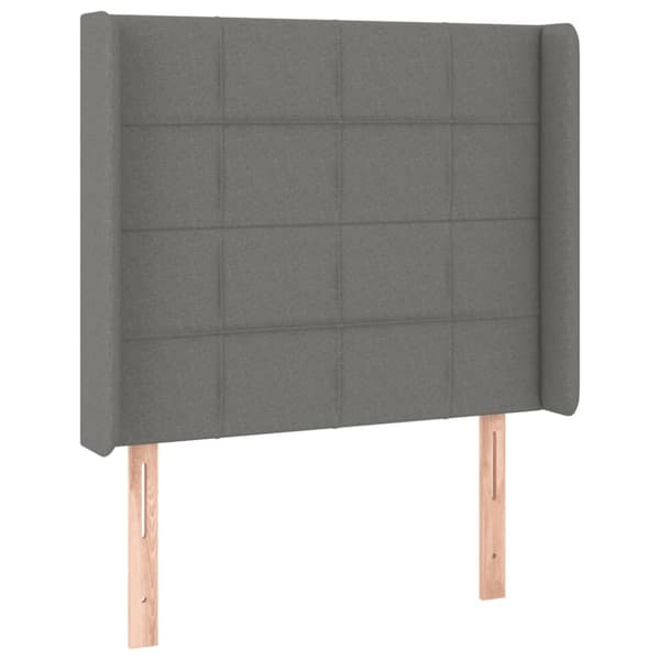 Ramsäng med madrass & LED mörkgrå 80x200 cm tyg