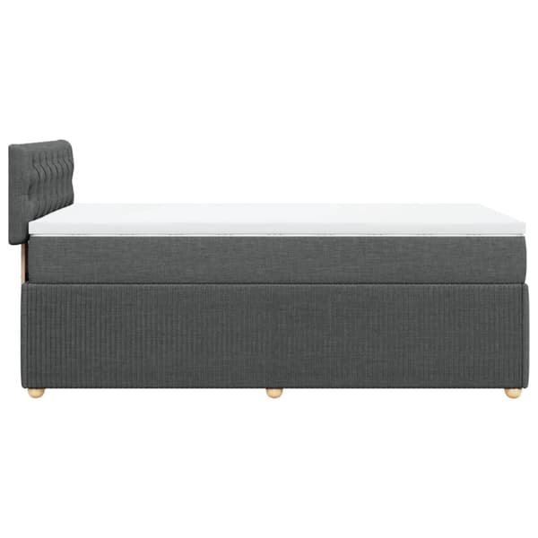 Ramsäng med madrass mörkgrå 90x190 cm tyg