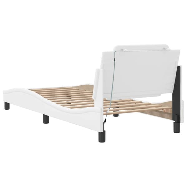 Bed Frame with LED without Mattress "Zadar" White 90x200 cm