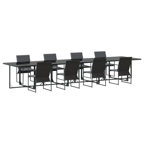 Trädgårdsmöbelset 9 pcs Svart Stål