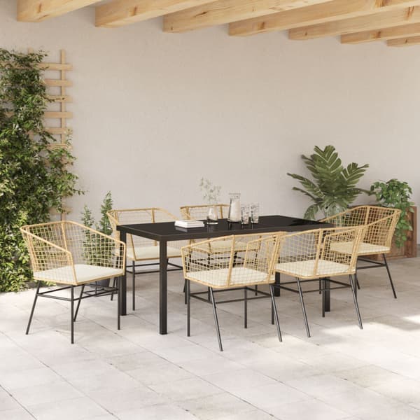 Trädgårdsmöbelset 7 pcs Brun konstrotting