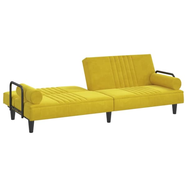Bäddsoffa med armstöd gul sammet