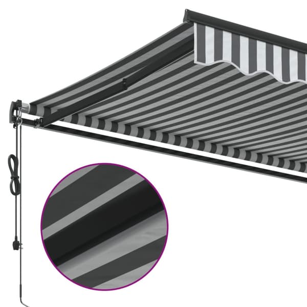 Markis automatiskt infällbar antracit&vit 300x250 cm