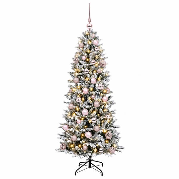 Konstgjord julgran med julkulor 120 cm 150 LED-lampor Varmvit