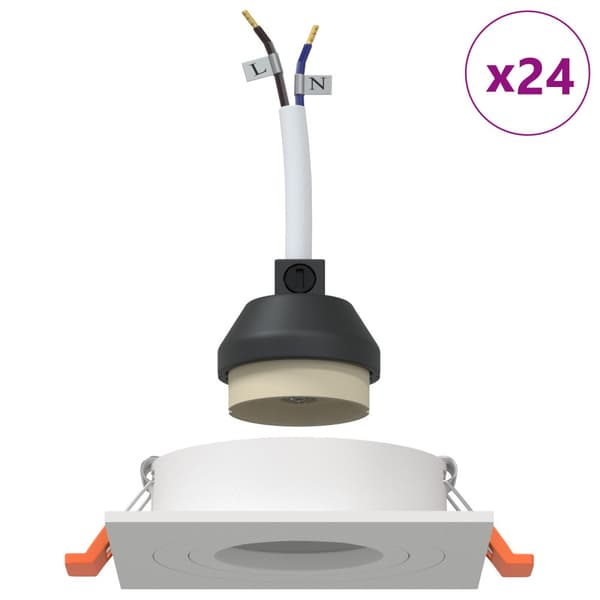 Spotlight 24 pcs Vit 9 x 9 x 2 cm Aluminium