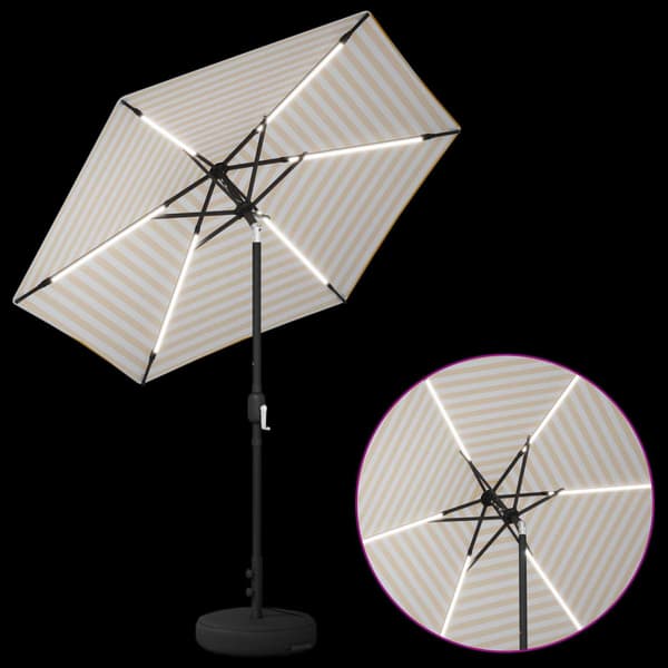 Trädgårdsparasol med LED Lampor 230 x 230 cm Polyester