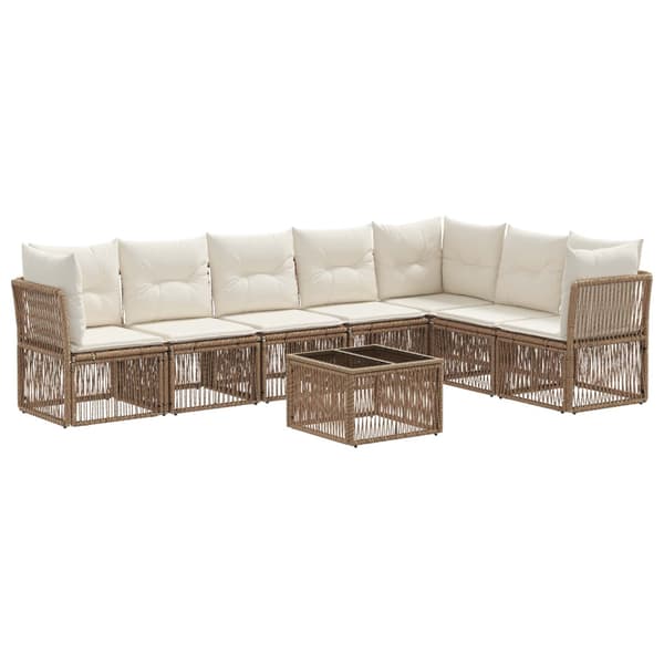 Trädgårdsoffset 8 pcs Beige konstrotting