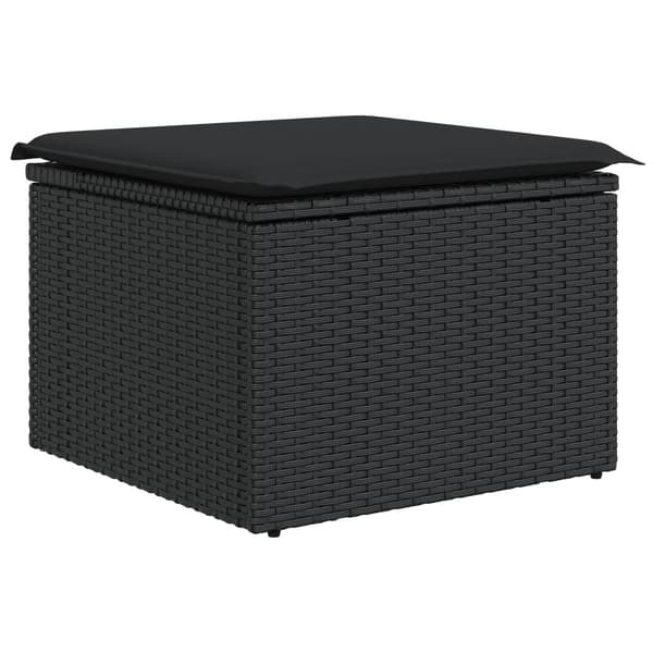 Trädgårdsoffset med lagring 7 pcs Svart Poly rattan