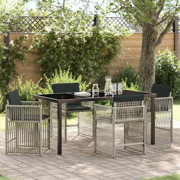 Trädgårdsmöbelset 5 pcs Ljusgrå konstrotting
