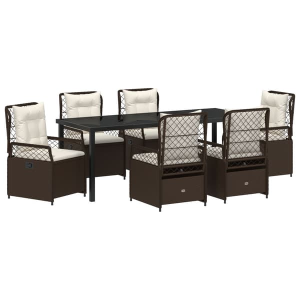 Trädgårdsmöbelset 7 pcs Brun konstrotting
