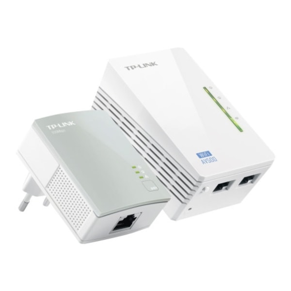 TP-Link TL-WPA4220KIT AV500 2-Port Wifi Powerline Adapter Starter Kit - PowerLine adaptersats - Wi-Fi - vägginsticksbar Vit