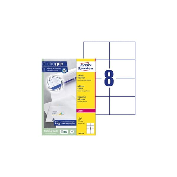 Etikett AVERY Laser 105x74mm 800/fp