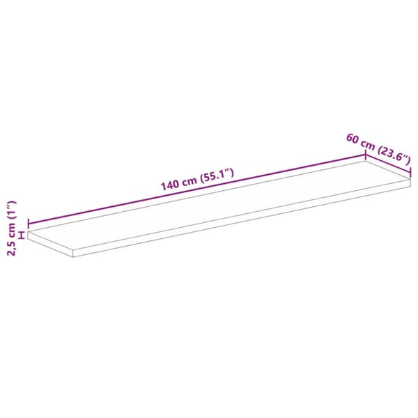 Bordsskiva 140x60x2,5 cm rektangulär massiv akacia