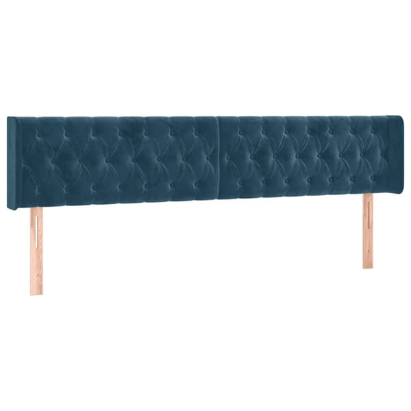 Ramsäng med madrass mörkblå 180x200 cm sammet