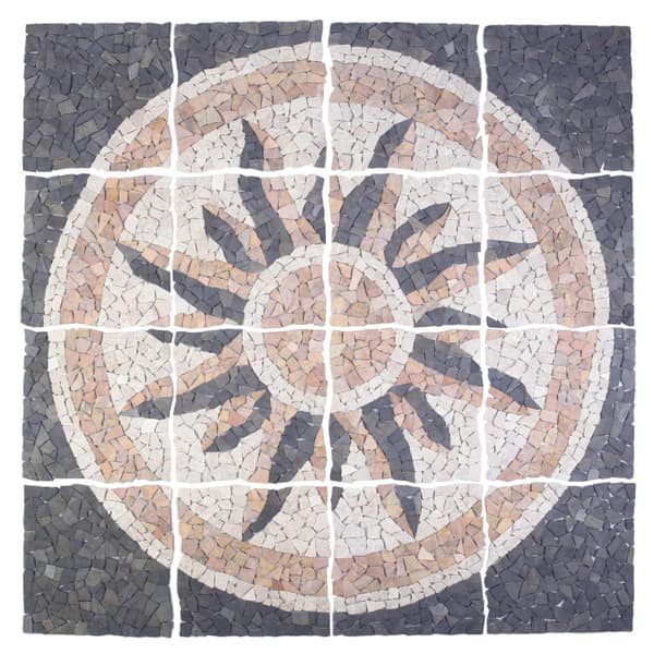 Mosaic Tiles Sun Pattern Flerfärgsdesign 120 x 120 cm Marmor