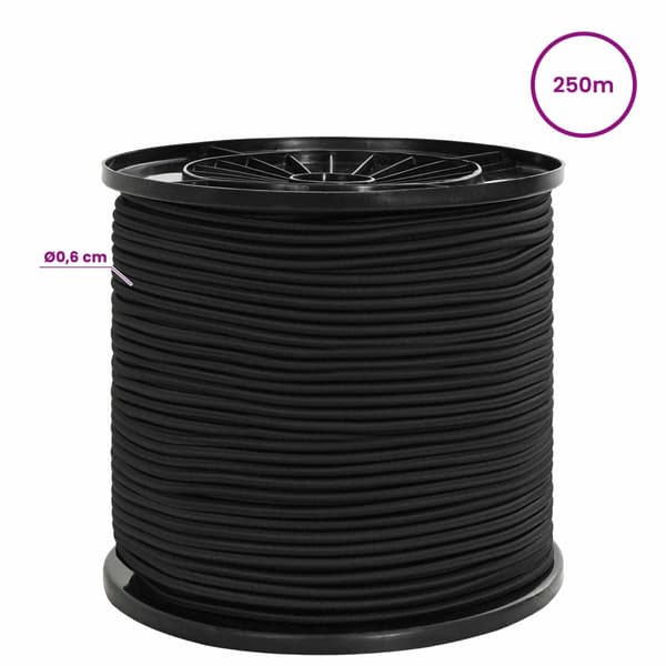 Bungee-rep 6 mm Svart PP och gummi