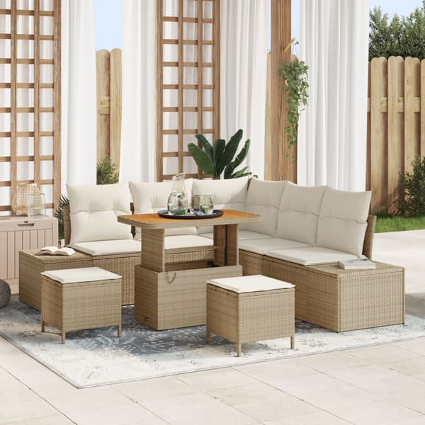Trädgårdsoffset 8 st Beige konstrotting